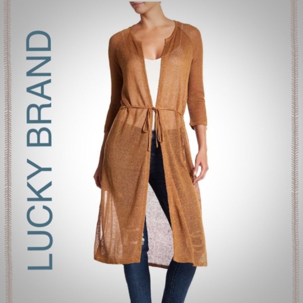 Lucky Brand Sheer Linen Blend Knit Duster